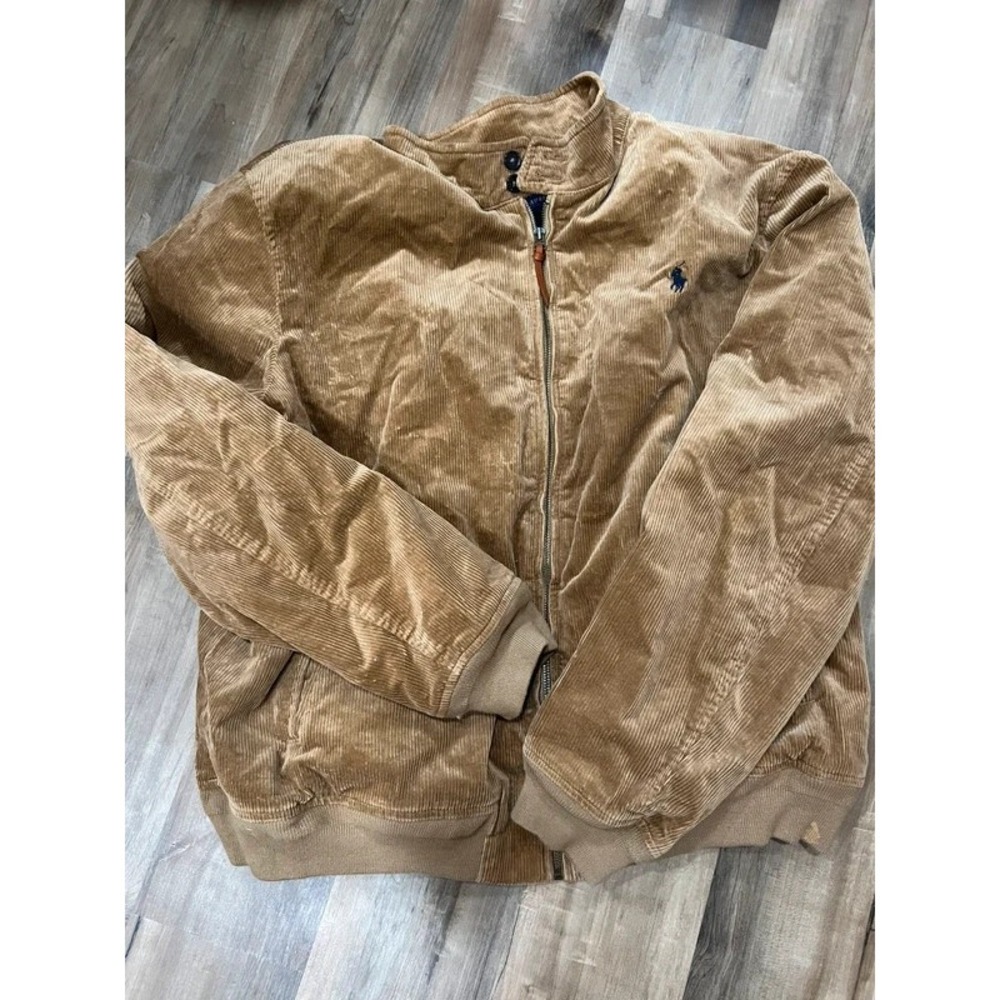 Polo Ralph Lauren Corduroy Full Zip Windbreaker Jacket w/ Pony Golden Brown XXL